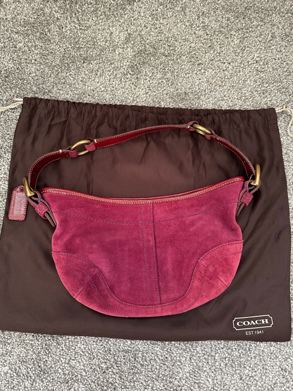 Coach 9658 Berry Suede Soho Shoulder Bag with Leather Strap Y2K Vintage